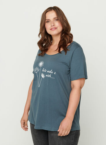 Kortärmad t-shirt med tryck, Dark Slate w. Wish, Model image number 0