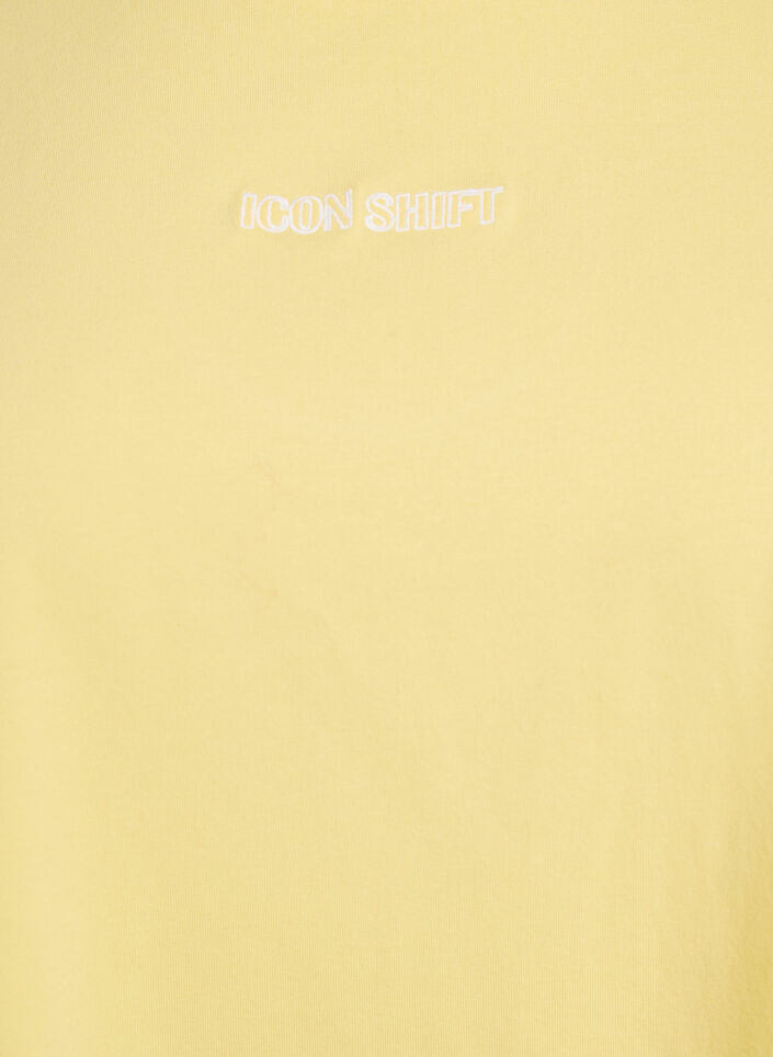T-shirt i ekologisk bomull med ett litet motiv framtill, Gul, Packshot image number 2