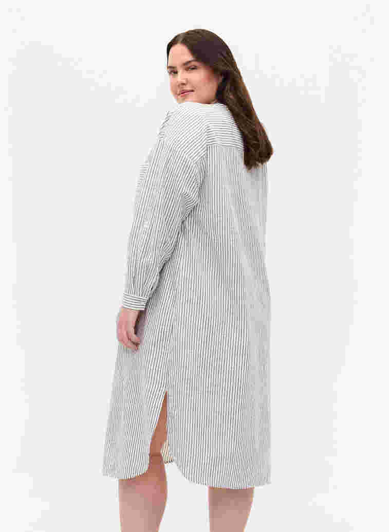 Randig skjortklänning i bomull, White Stripe, Model image number 1