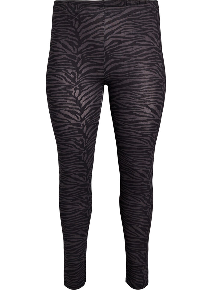 Leggings i viskos med zebramönster, Svart, Packshot image number 0