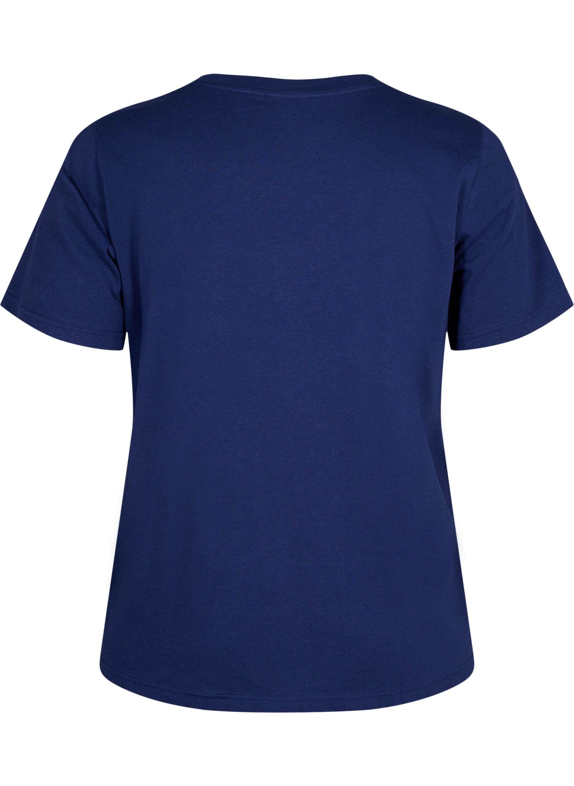 Zizzi T-shirt i bomull med rund halsringning och tryck, Medieval B.W. Hearts, Packshot image number 1