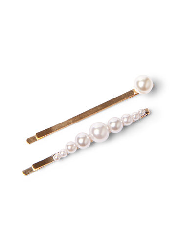 2-pack hårnålar med pärlor, Mother Of Pearl, Packshot image number 0