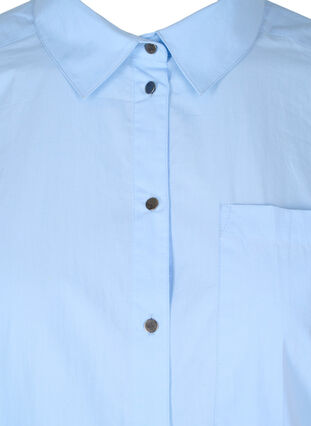 Lång bomullsskjorta med krage och knappar, Chambray Blue, Packshot image number 2