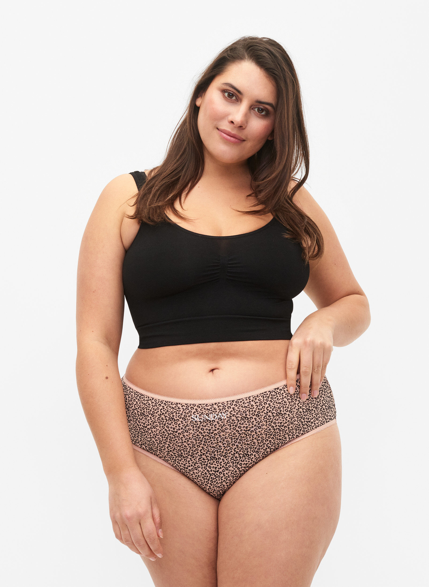 Zizzi 7-pack trosor med normalh&ouml;g midja, Blue Multi Pack , Model image number 0