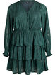 Kort klänning med volanger och strukturmönster, Grön, Packshot image number 0