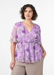 Blus i chiffong med blommor och korta &auml;rmar, Lila, Model image number 0
