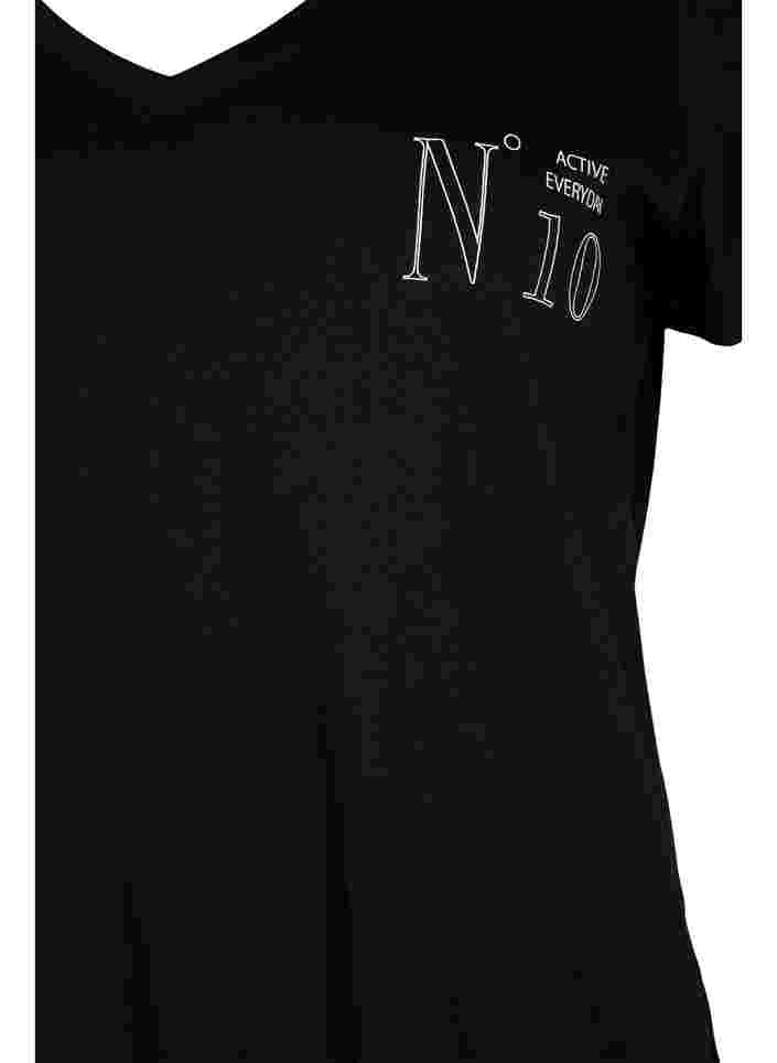 Tränings-t-shirt i bomull med tryck, Black w. No. 10, Packshot image number 2