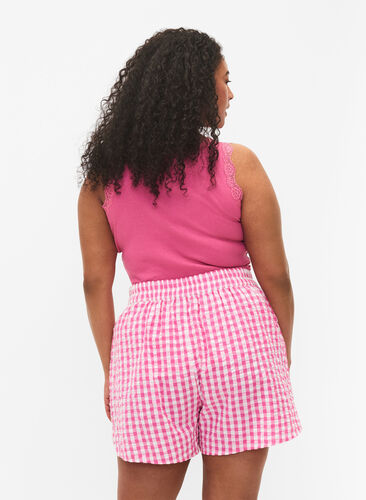 Rutiga pyjamashorts i bomull, Pink Check, Model image number 1