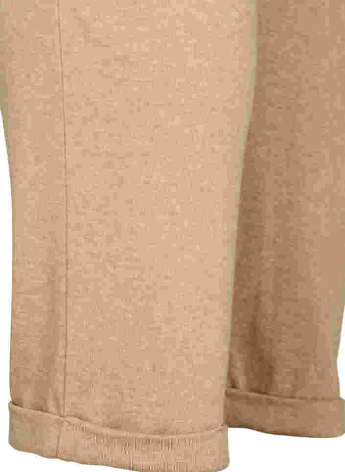 Melerade byxor med dragsko och fickor, Beige Melange, Packshot image number 3