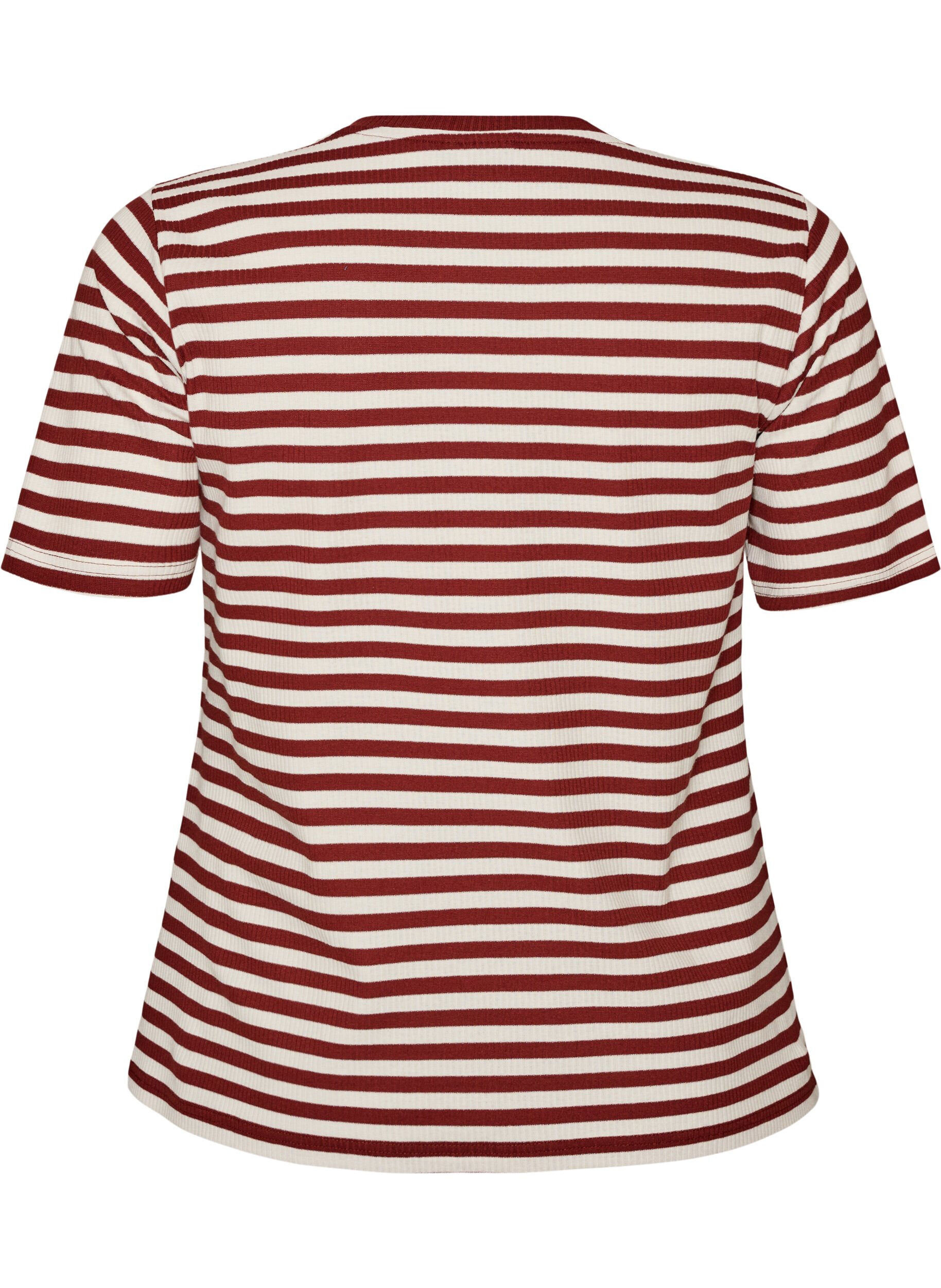 ZizziRandig t-shirt med ribbad struktur, R&ouml;d, Packshot image number 1