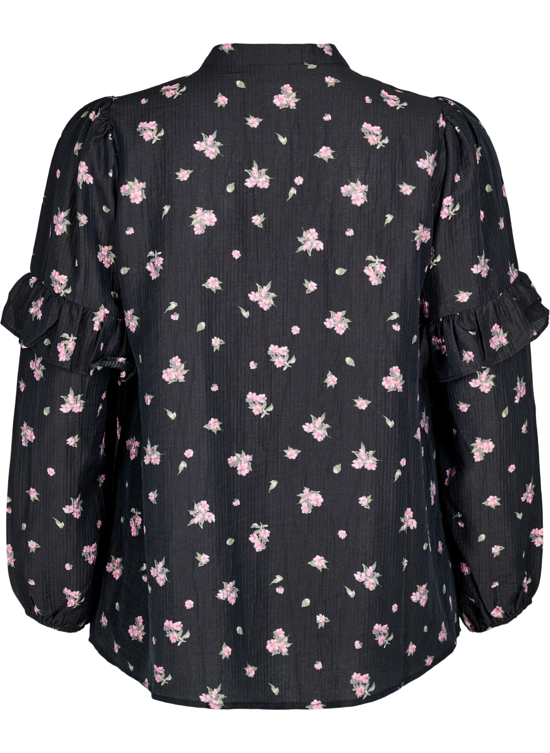 Zizzi Blus i lyocell med blomm&ouml;nster, Svart, Packshot image number 1
