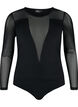 Kroppsnära body med mesh, Black, Packshot image number 0