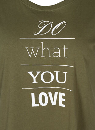 Kortärmad bomulls t-shirt med print , Ivy green w. Love, Packshot image number 2