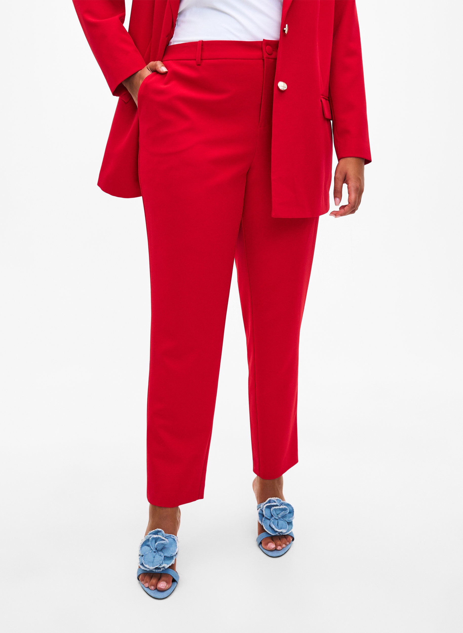 ZizziKostymbyxor med fickor, Tango Red, Model image number 2