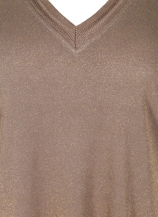 Glitter t-shirt med v-ringning, Golden, Packshot image number 2