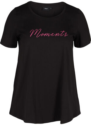 A-linjeformad t-shirt i bomull med tryck, Black, Packshot image number 0