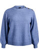 Stickad blus med knappdetalj, Bl&aring;, Packshot image number 0