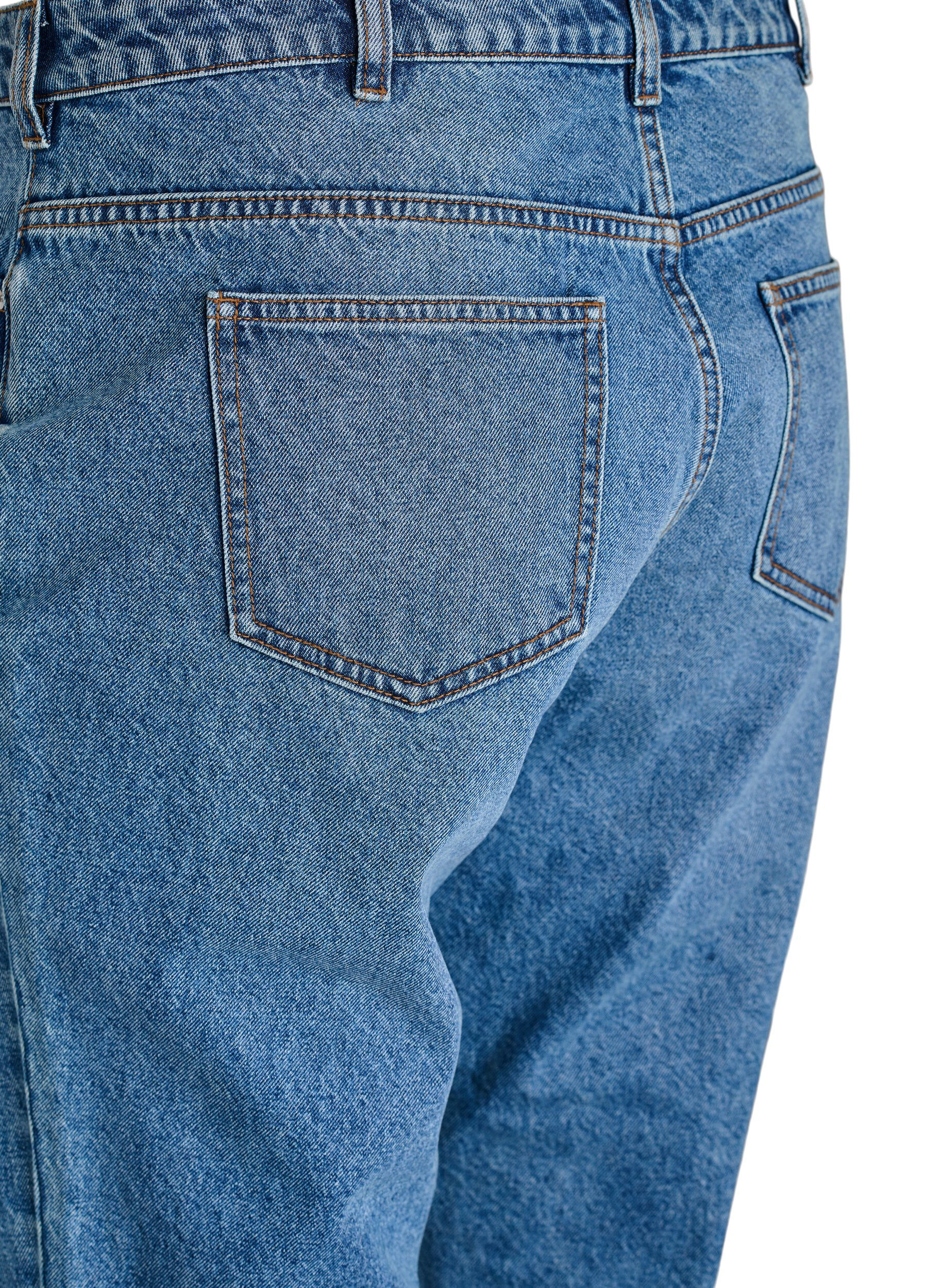ZizziMille mom jeans med h&ouml;g midja, Bl&aring;, Packshot image number 3