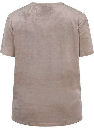 Kortärmad velour t-shirt, Taupe Gray, Packshot image number 1