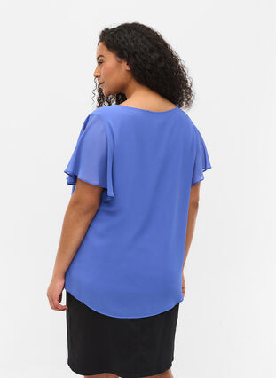 Blus med korta ärmar, Dazzling Blue, Model image number 1