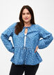 Peplum denimblus med knytband, Light Blue w.Flowers, Model image number 0