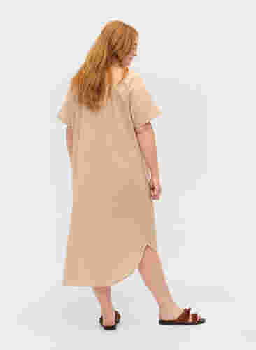 Lång bomullsskjorta med korta ärmar, Humus, Model image number 1