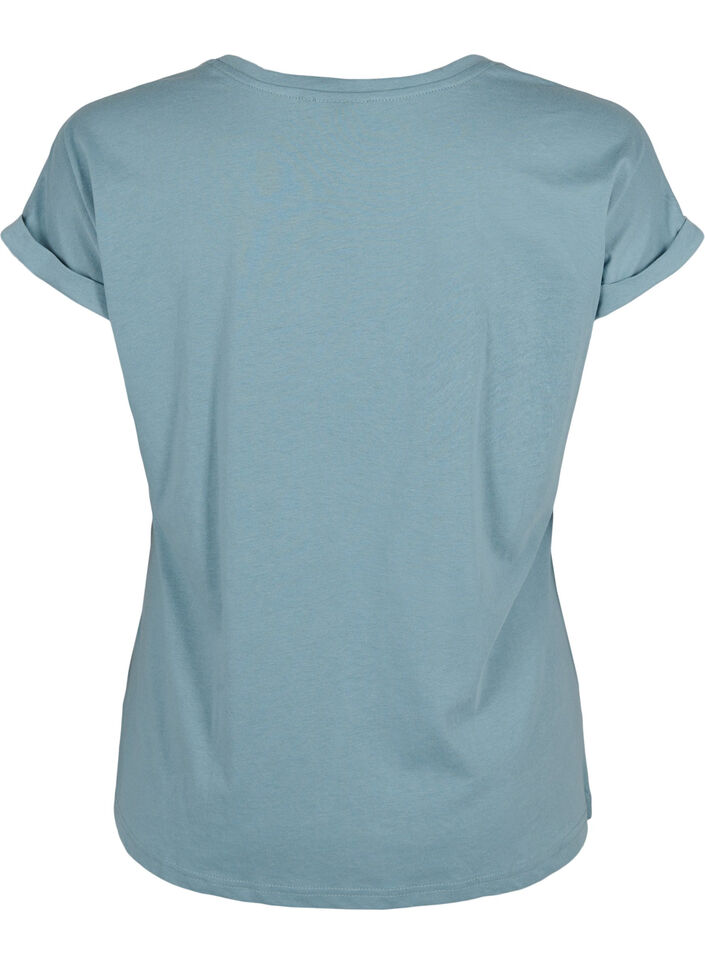 Kort&auml;rmad t-shirt i bomullsmix, Bl&aring;, Packshot image number 1