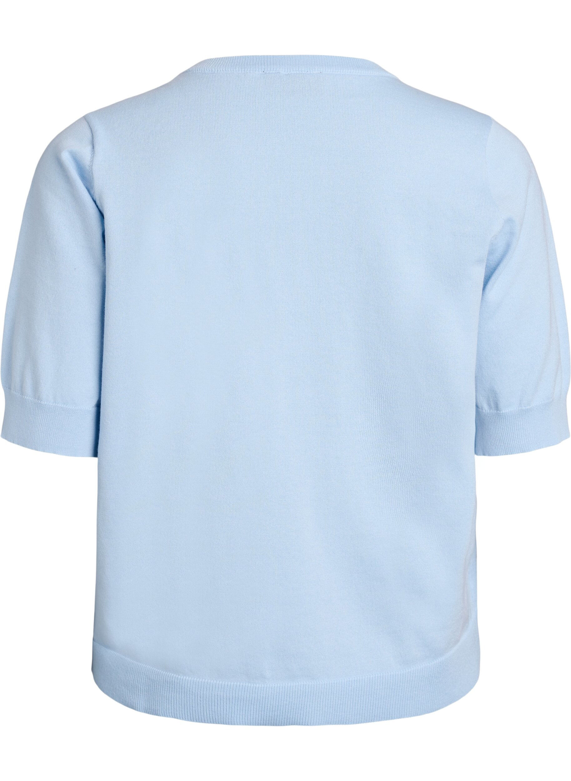 ZizziFinstickad blus med korta &auml;rmar, Bl&aring;, Packshot image number 1