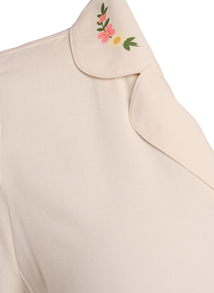 Pyjamastopp i viskos med knytning och blommigt m&ouml;nster, Beige, Packshot image number 4