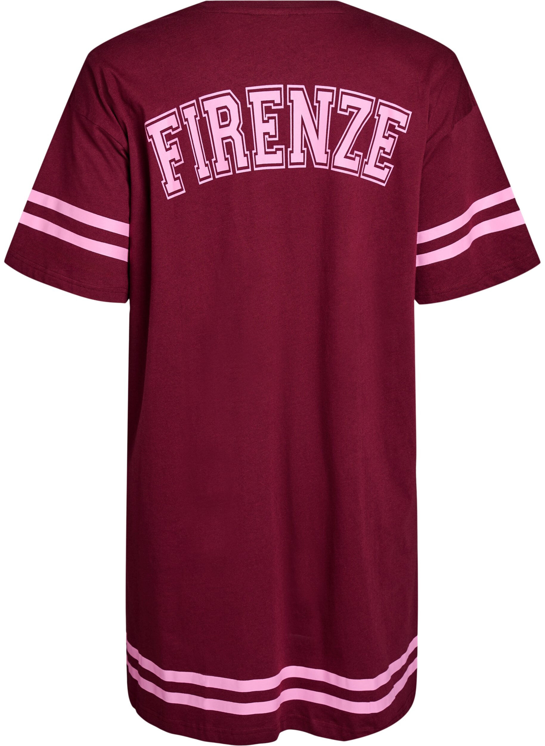 Zizzi Kort t-shirtkl&auml;nning med sportiga detaljer, M&ouml;rk Bordeaux, Packshot image number 1