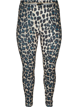 Långa leggings med leopardmönster, Black Leo AOP, Packshot image number 0