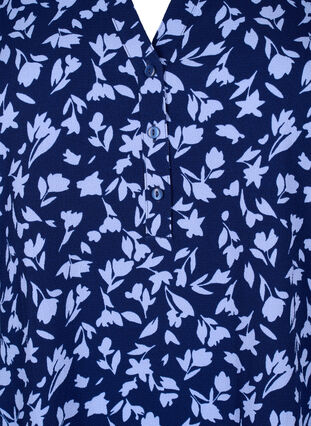 Blommönstrad tunika med 3/4-ärm, M. Blue Flower AOP, Packshot image number 2