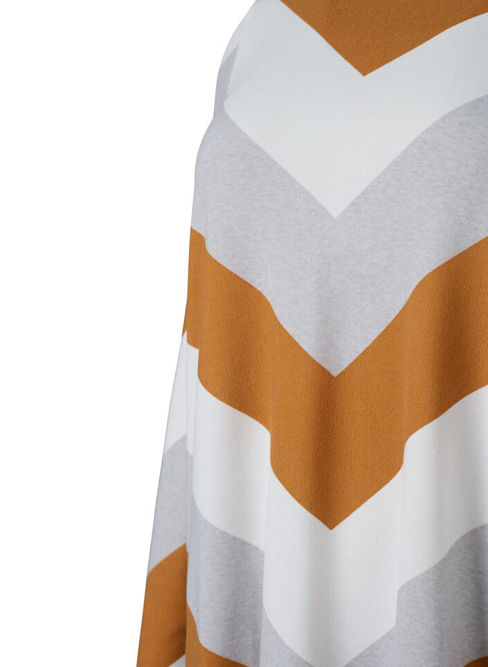 Mönstrad blus med lång ärm, Beige Zig Zag, Packshot image number 2