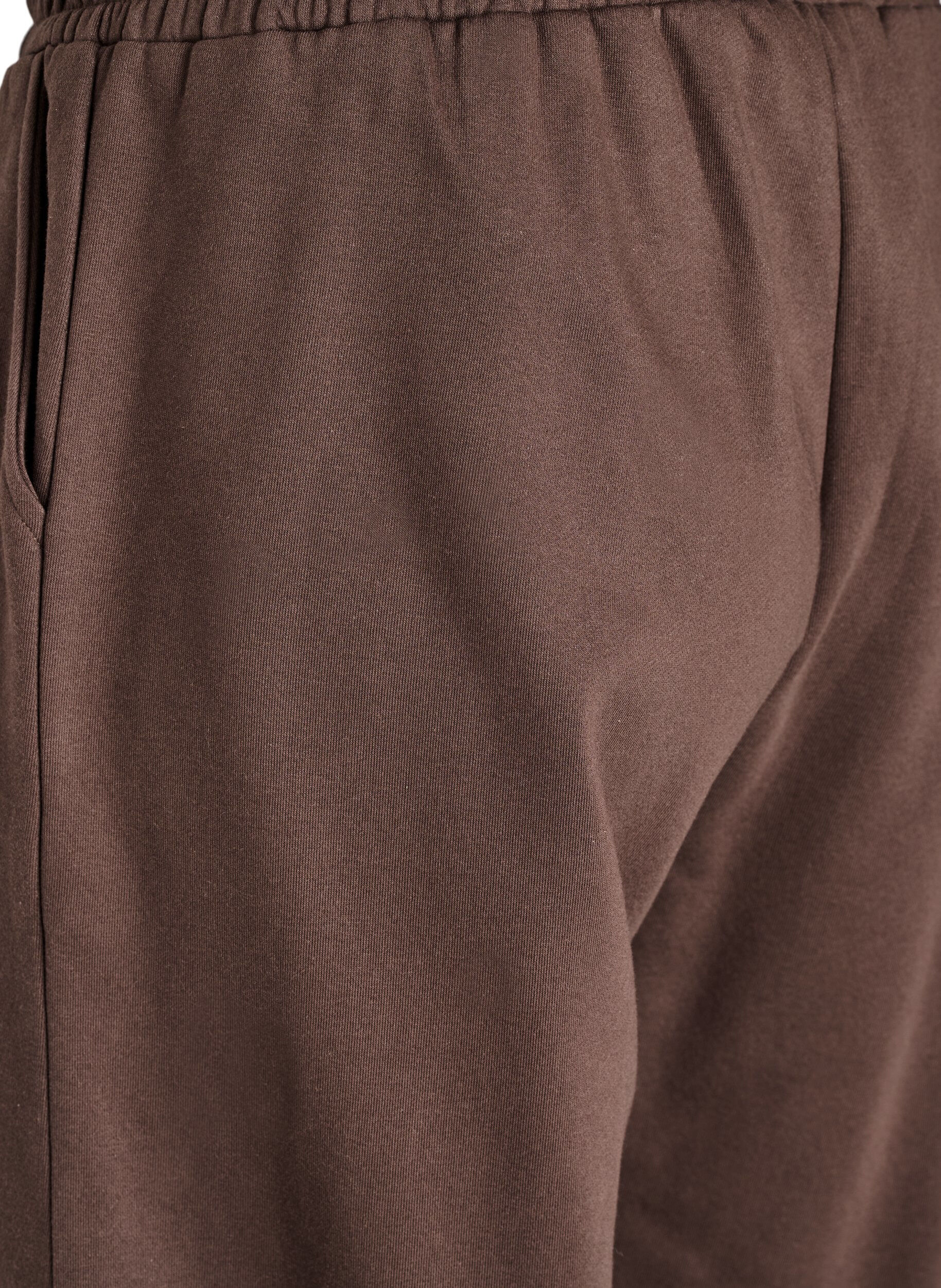 ZizziSweatpants med h&ouml;g midja och fickor, Brun, Packshot image number 3