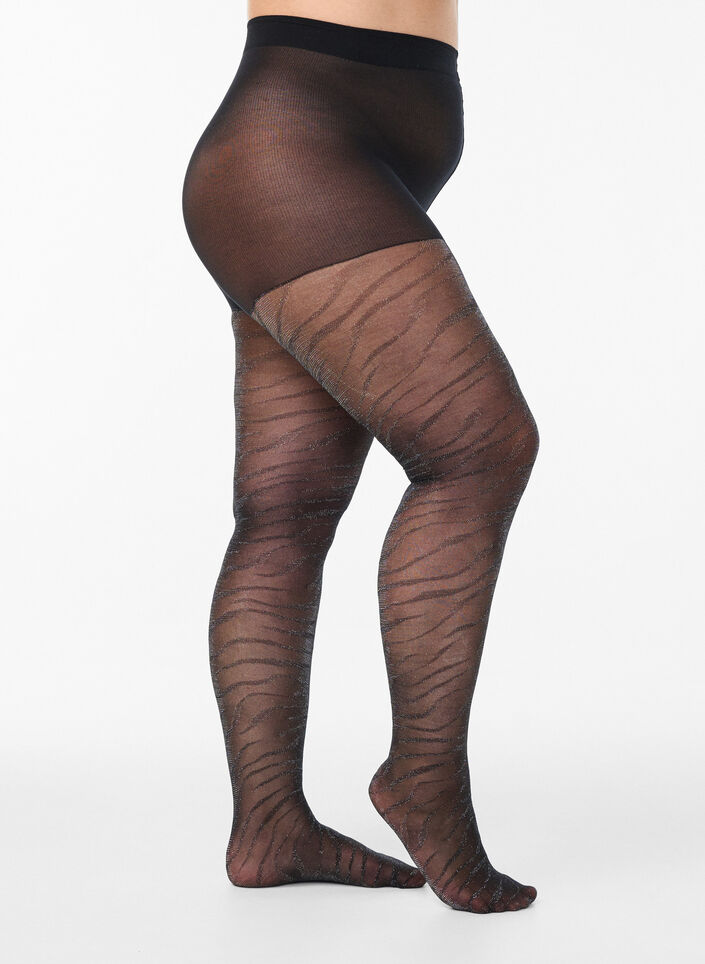 Strumpbyxor med glitterzebra och 30 denier, Svart, Packshot image number 0