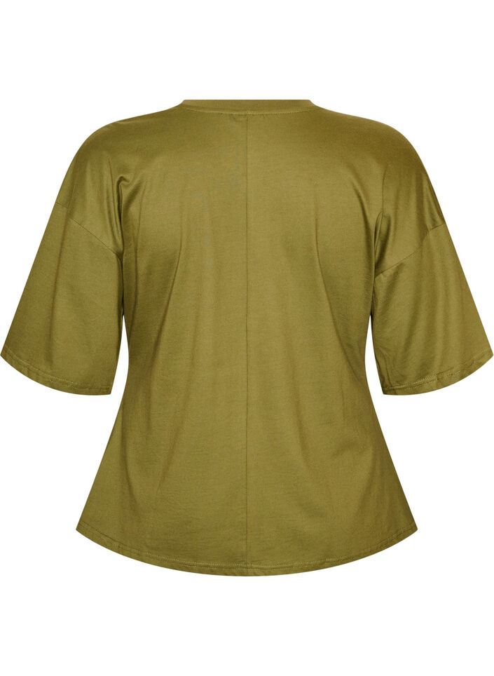 T-shirt med draperad detalj, Gr&ouml;n, Packshot image number 1