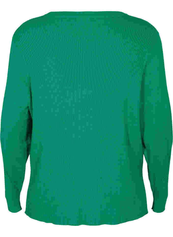 Stickad blus med ribbad struktur, Jolly Green Mel., Packshot image number 1