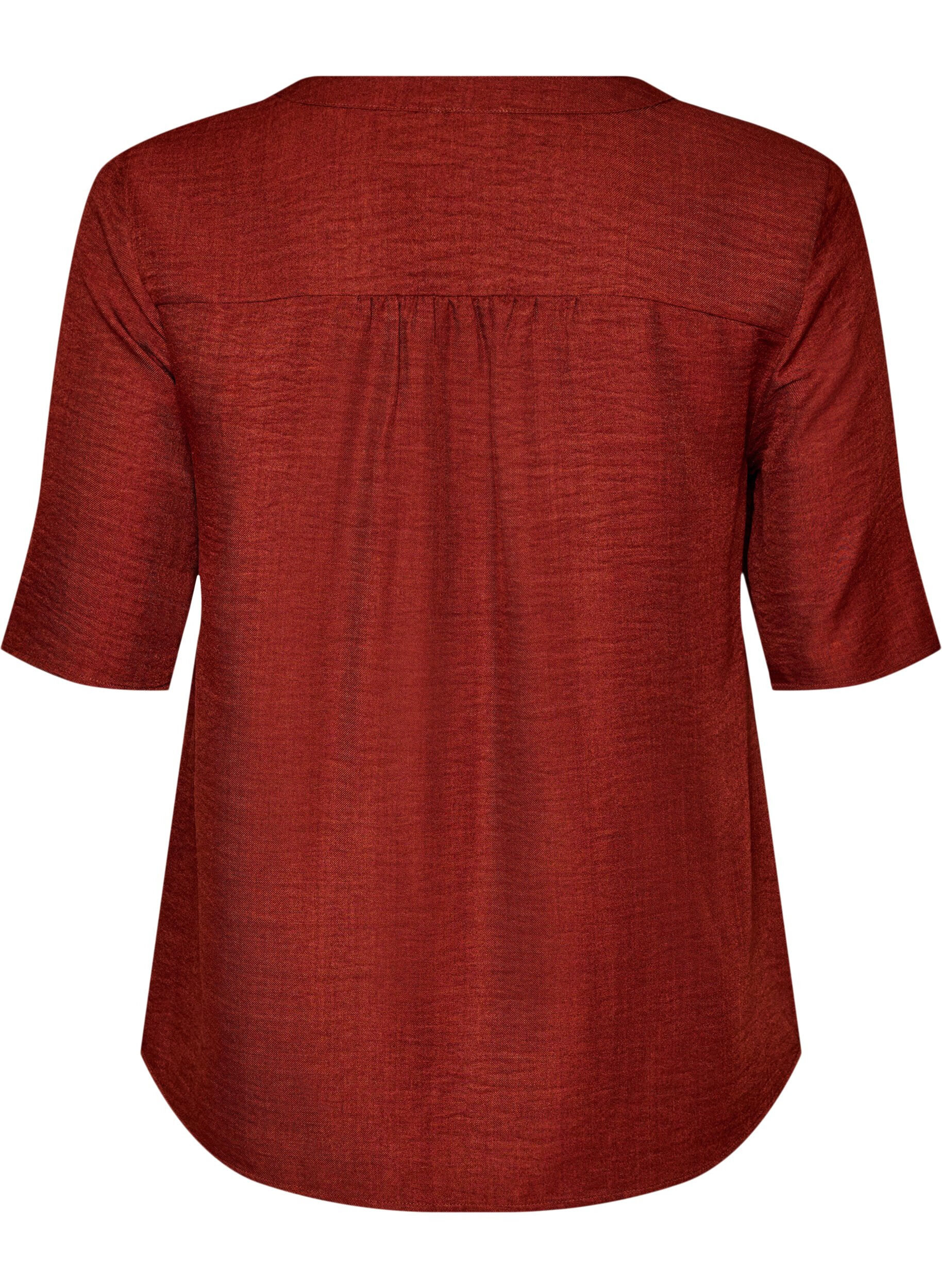 ZizziV-ringad skjortblus med korta &auml;rmar, R&ouml;d, Packshot image number 1