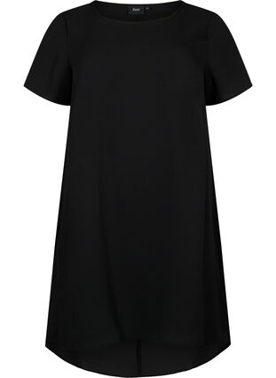 Klänning med mönster och korta ärmar, Black, Packshot image number 0