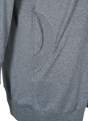 Lång tjocktröja med huva och ficka, Grey Melange, Packshot image number 3