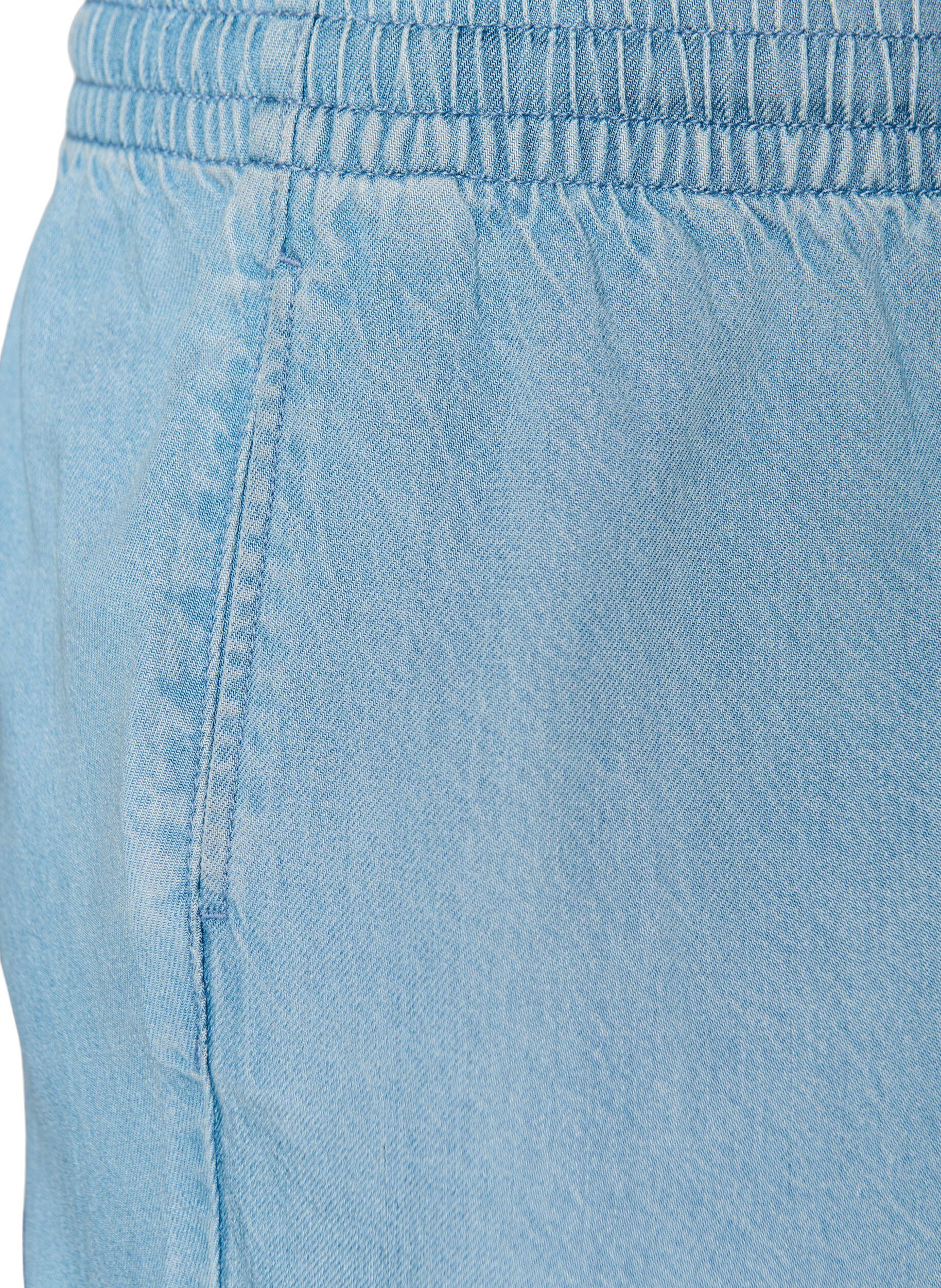ZizziShorts i denimlook med res&aring;r i midjan och dragsko, Bl&aring;, Packshot image number 2