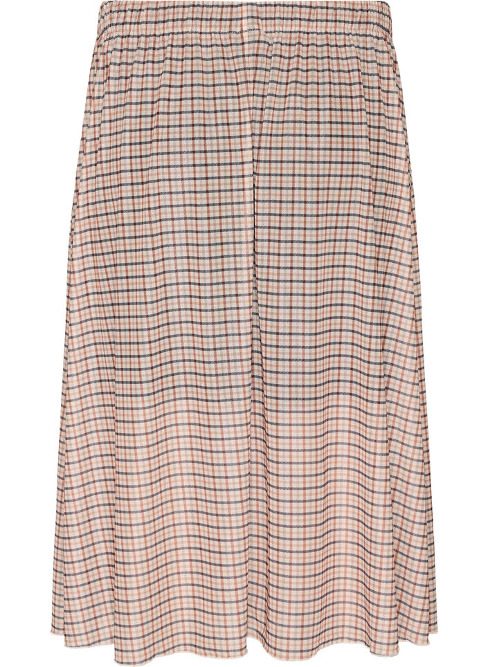 Rutig midikjol i mesh, Beige, Packshot image number 1