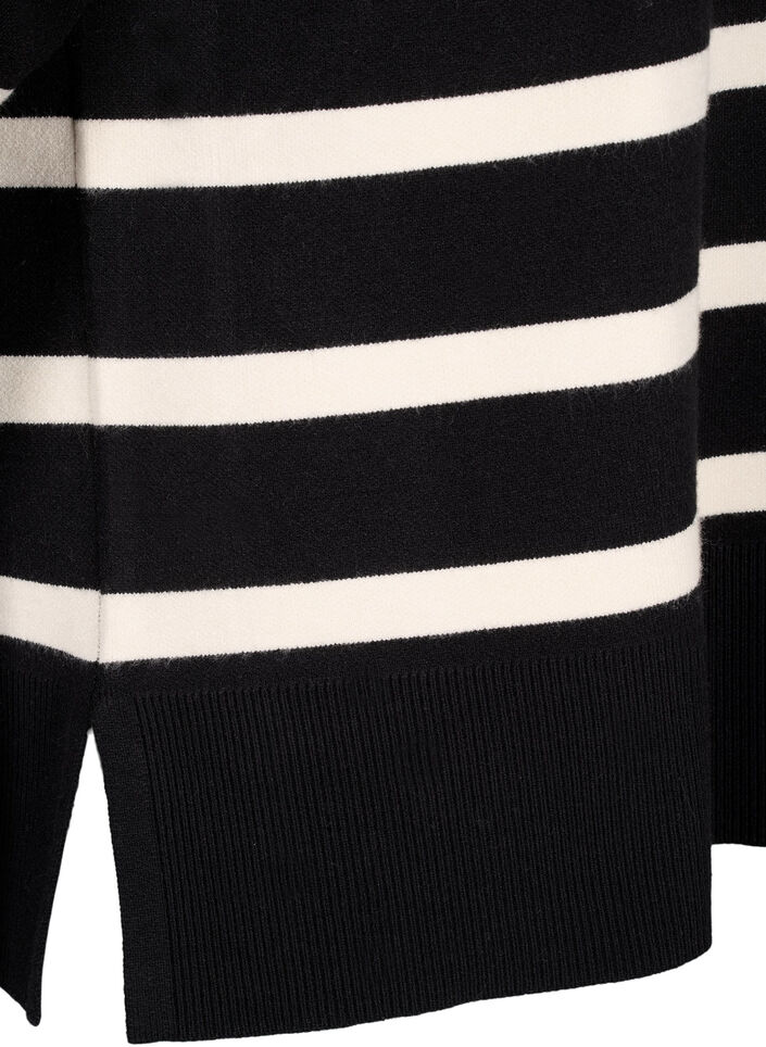 Stickad blus med 3/4-ärm och ränder, Black Birch Stripes, Packshot image number 3