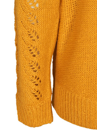 Stickad tröja med feminint mönster, Mineral Yellow, Packshot image number 3