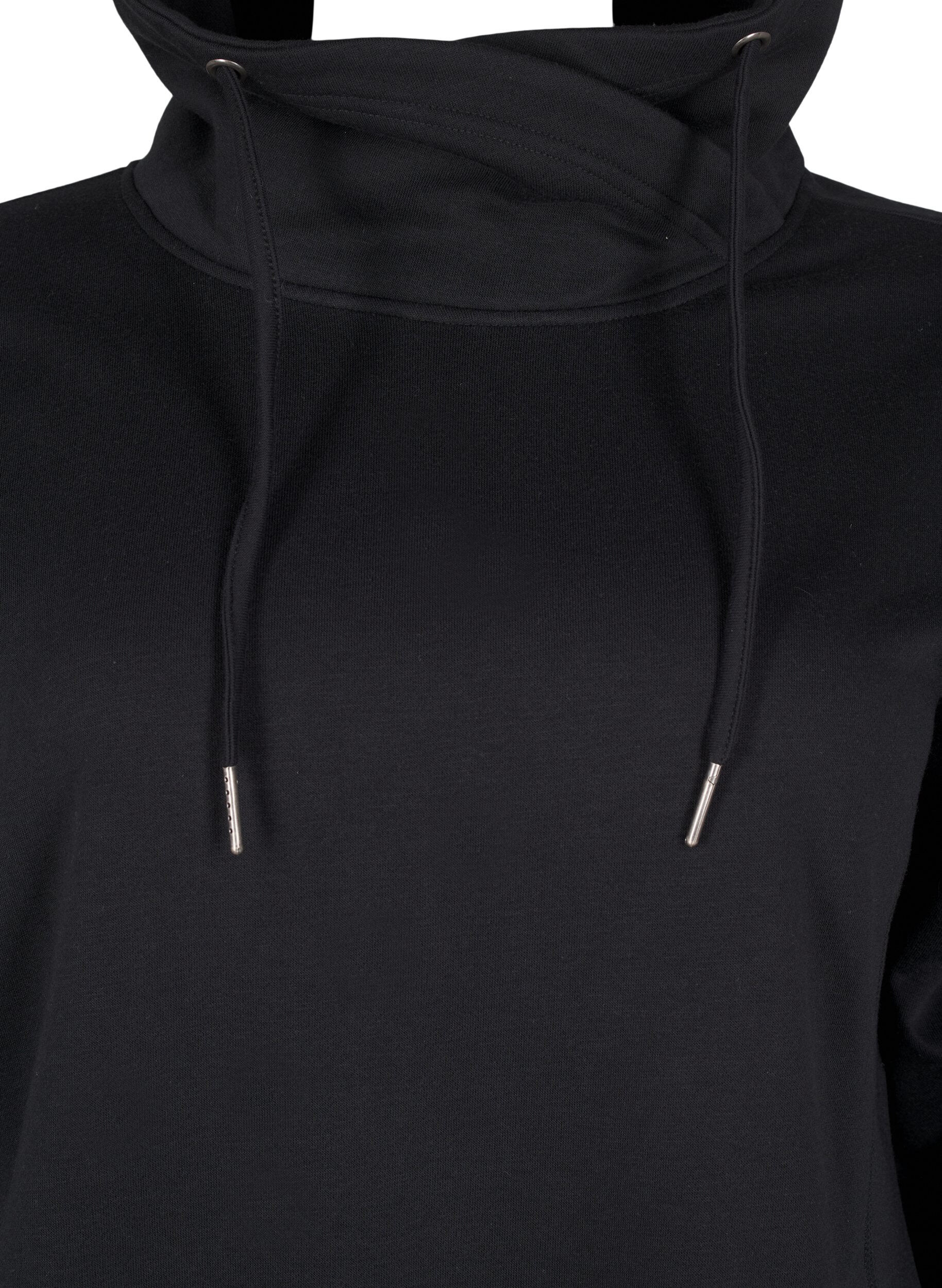 Zizzi FLASH - Sweatshirt med h&ouml;g krage, Black, Packshot image number 2