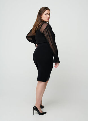 Tight stickad kjol, Black, Model image number 0