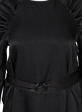 Långärmad klänning med matchande midjebälte, Black, Packshot image number 2