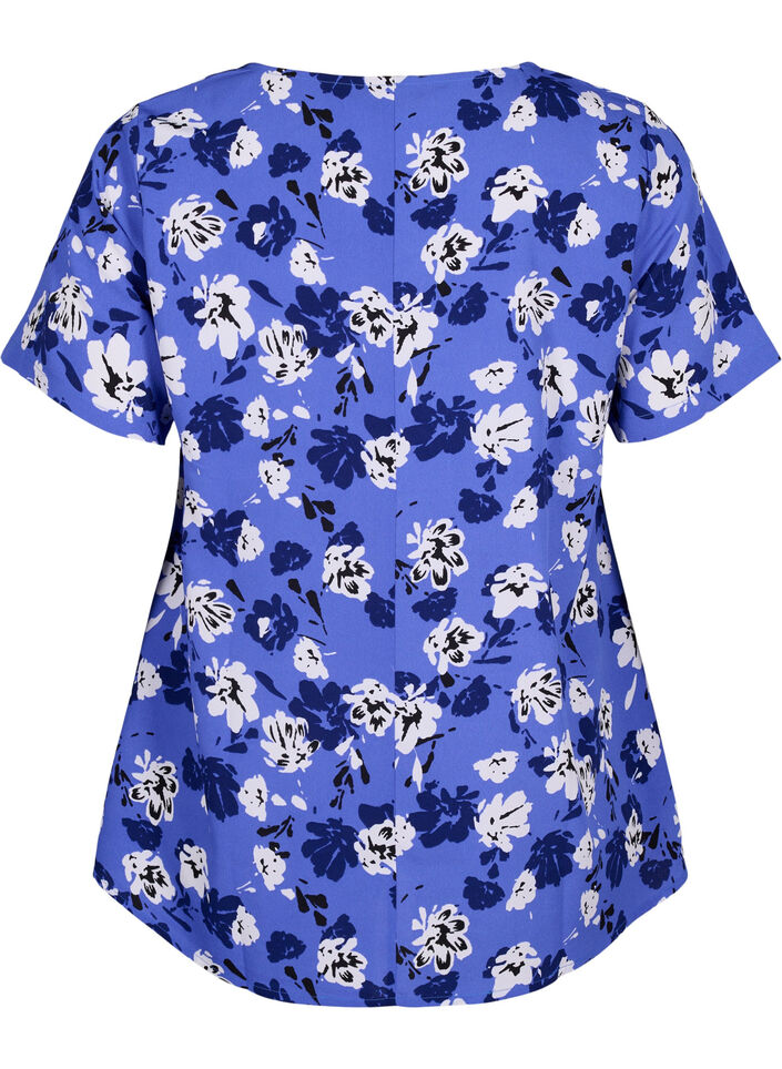 FLASH - blus med kort ärm och tryck, Amparo Blue Flower, Packshot image number 1