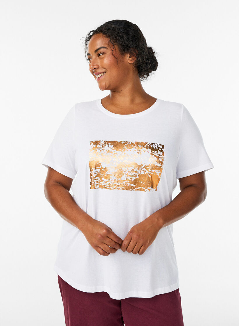 T-shirt med tryck, Vit, Model image number 0