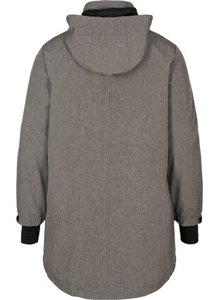 Softshelljacka med huva och fickor, Medium Grey Melange, Packshot image number 1